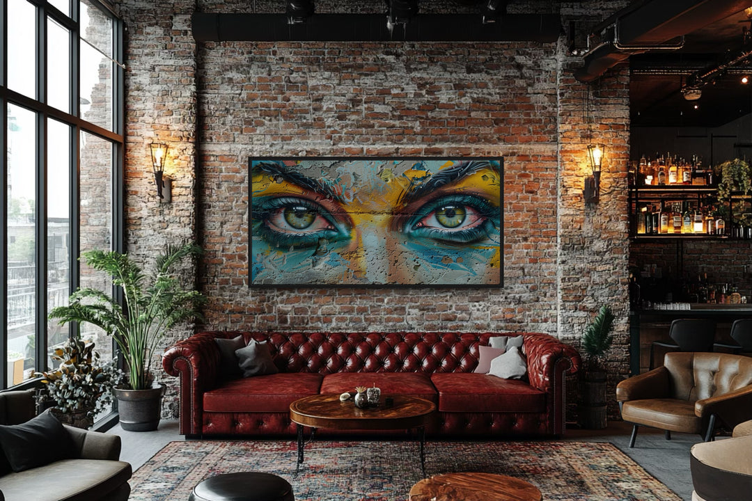 Trippy Eyes Graffiti Painting Framed Large Canvas Wall Decor