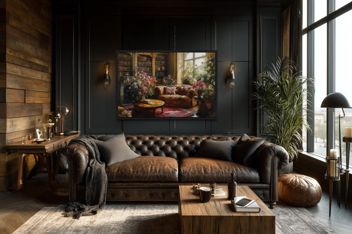 Dark Academia Vintage Magical Library Floral Canvas Wall Art