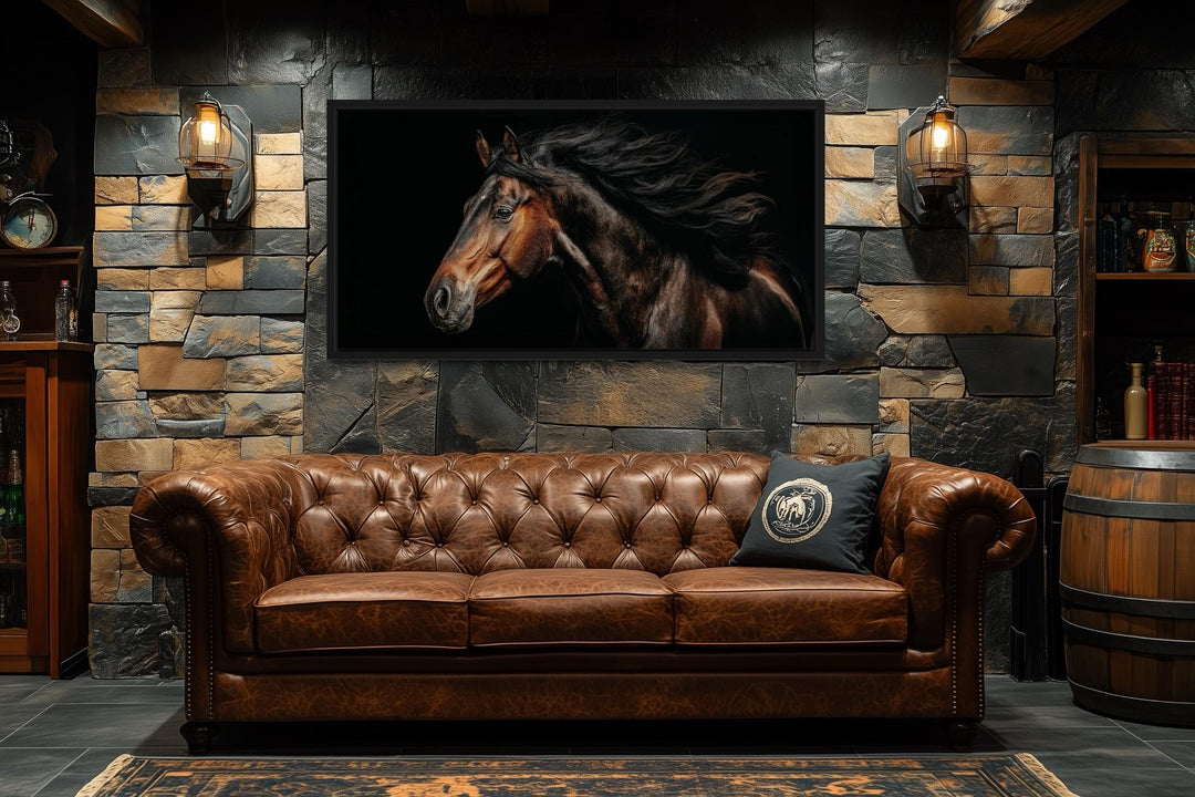 Brown Horse Extra Large Framed Canvas Wall Art