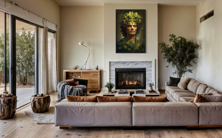 a living room filled with furniture and a fire place