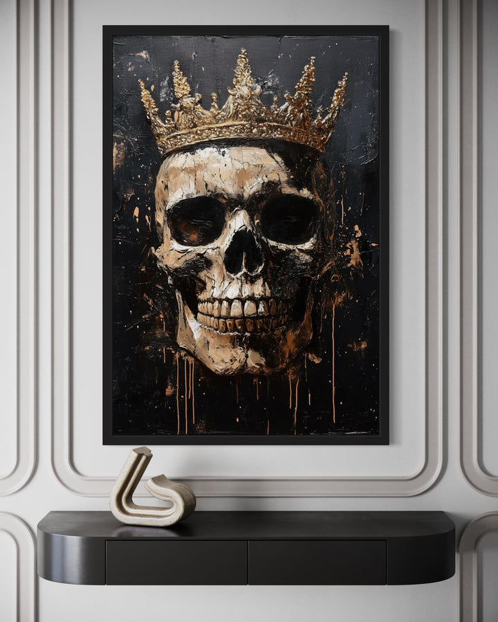 Skull Wearing Gold Crown Gothic Canvas Wall Art