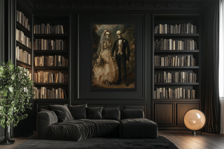 Skeleton Bride and Groom Gothic Wedding Portrait Canvas Art