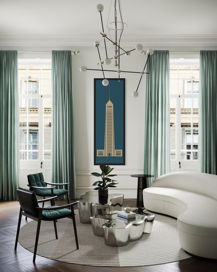 Vertical Narrow Foshay Tower Minimalist Architectural Wall Art