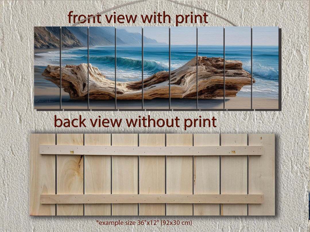 Driftwood On Beach Long Horizontal Coastal Distressed Wood Wall Art