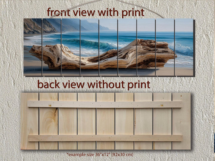 Driftwood On Beach Long Horizontal Coastal Distressed Wood Wall Art
