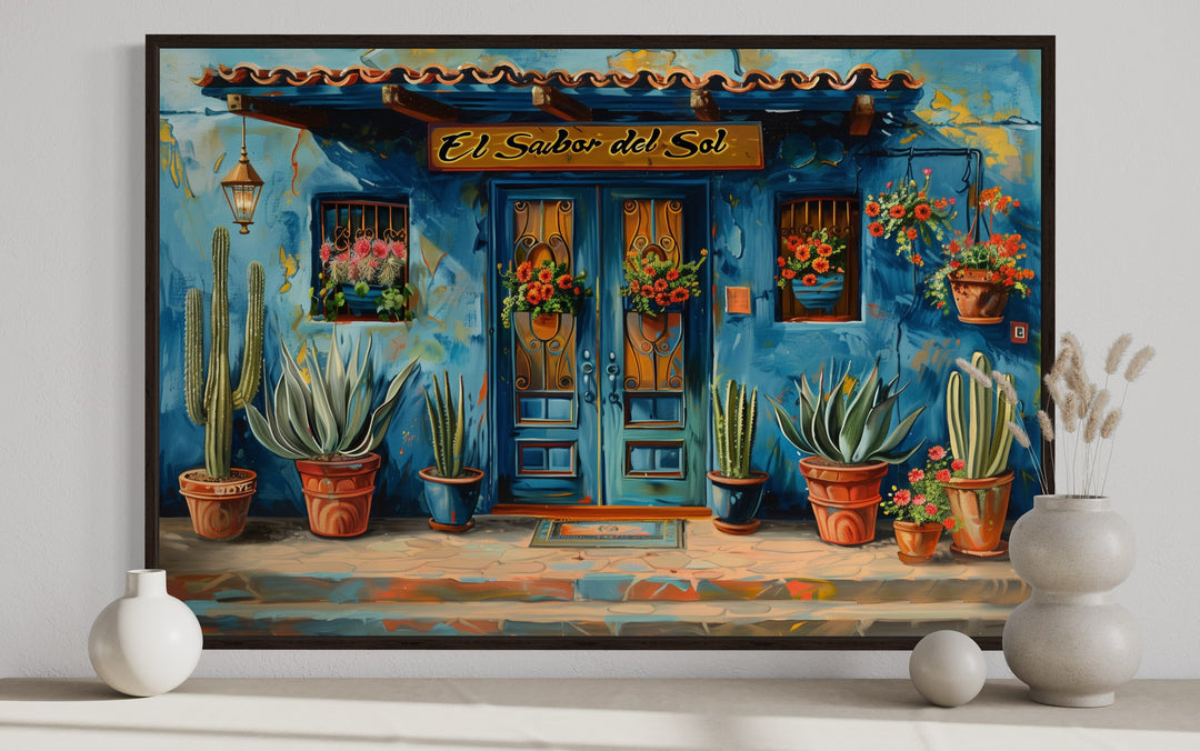 Mexican Restaurant Door Framed Canvas Wall Art For Dining Room close up