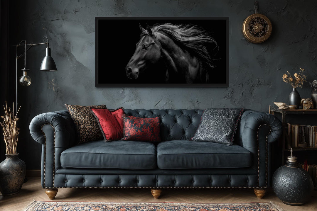 Black Horse Extra Large Framed Canvas Wall Art