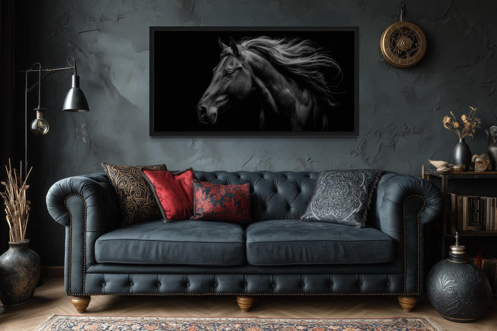 Black Horse Extra Large Framed Canvas Wall Art