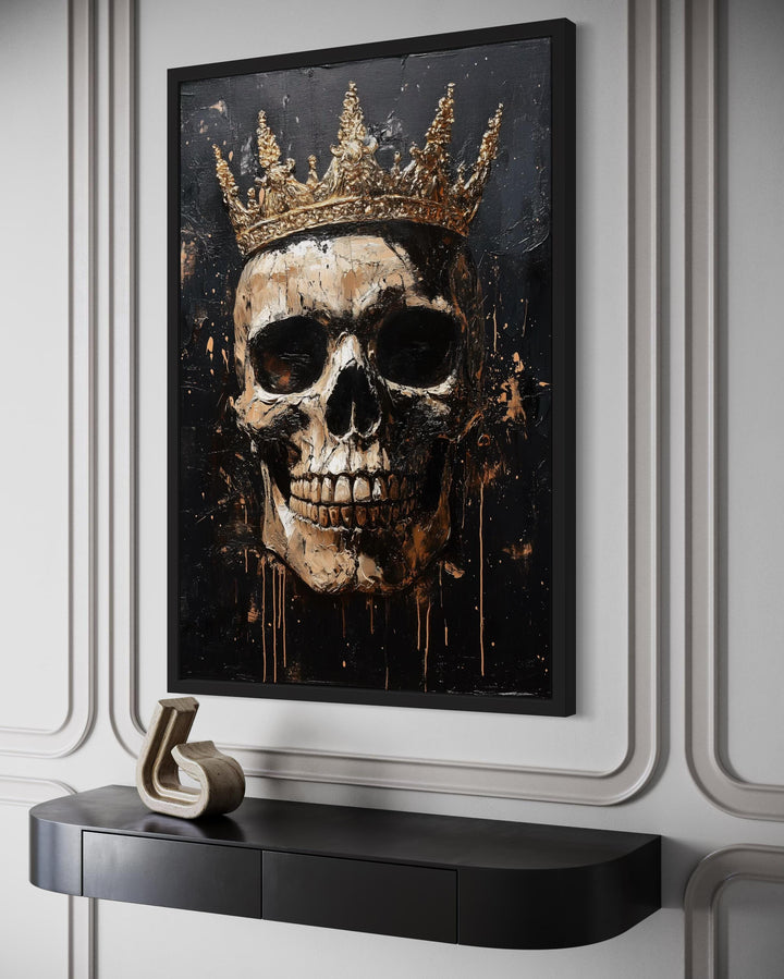 Skull Wearing Gold Crown Gothic Canvas Wall Art