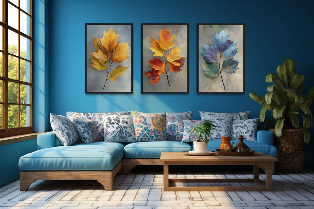 Colorful Autumn Leaves Wall Art Set of 3