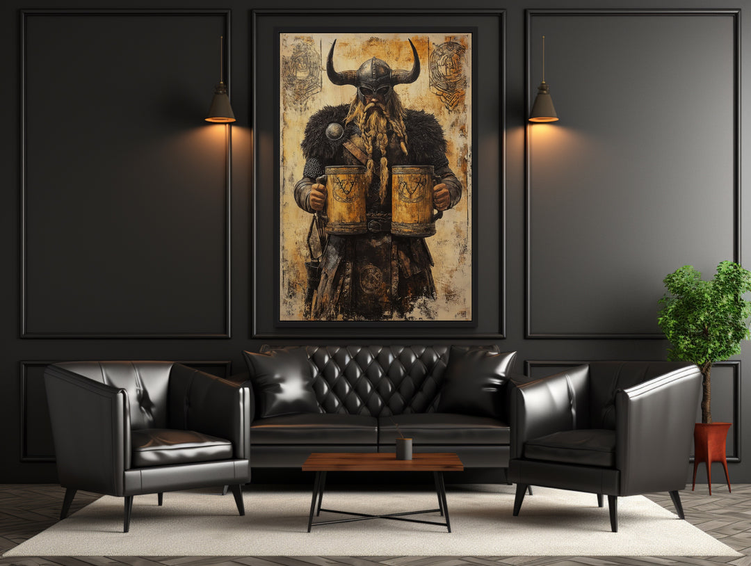 Viking With Beer Man Cave Bar Area Wall Decor in the bar