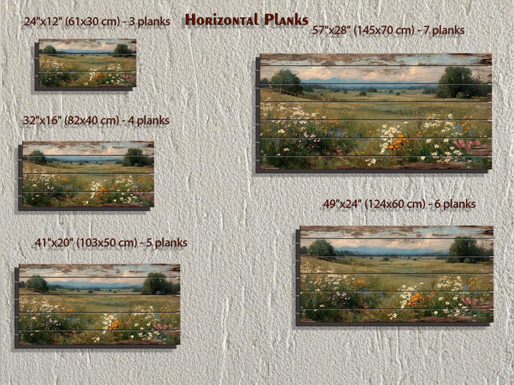 Rustic Wildflower Meadow Distressed Wood Wall Art