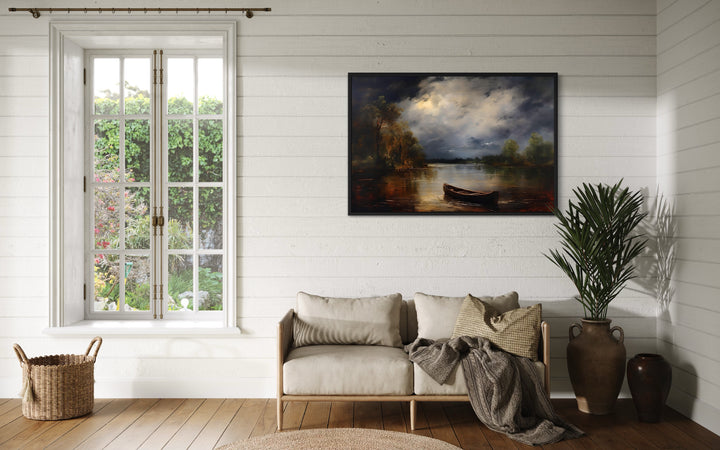 Canoe In The Lake Rustic Moody Cabin Wall Decor "Cabin Reflections" in rustic lake house