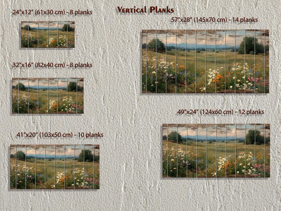 Rustic Wildflower Meadow Distressed Wood Wall Art
