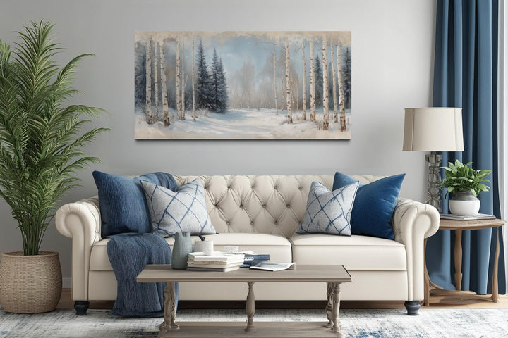 Rustic Birch Trees Forest in Winter Wall Art Canvas Wall Art