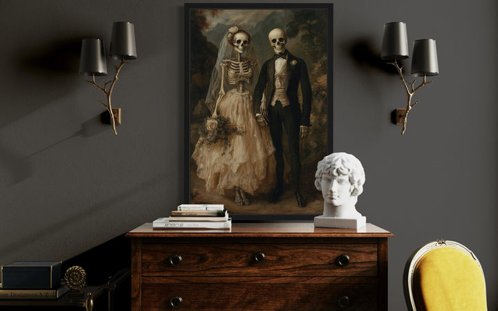 Skeleton Bride and Groom Gothic Wedding Portrait Canvas Art