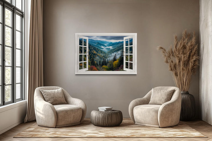 Window View of Mountain Valley Canvas Wall Art