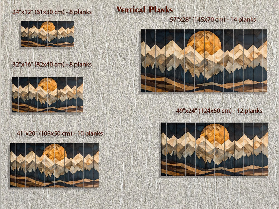 Geometric Mountain Sunset Wood Wall Art