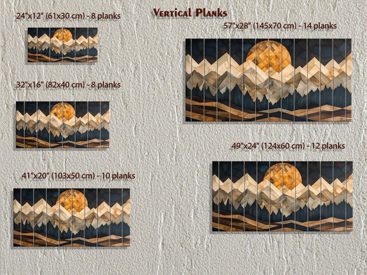 Geometric Mountain Sunset Wood Wall Art