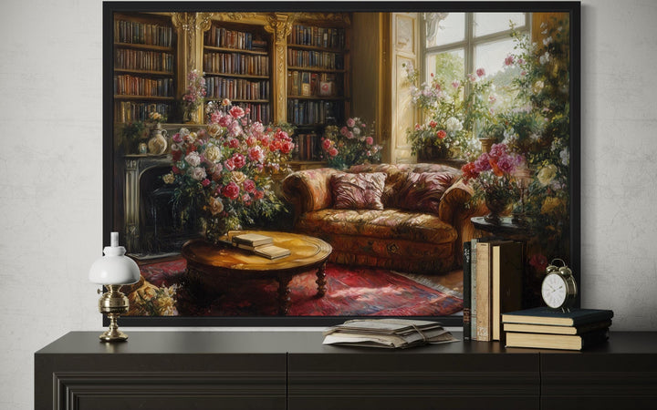 Dark Academia Vintage Magical Library Floral Canvas Wall Art