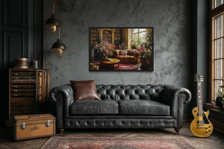 Dark Academia Vintage Magical Library Floral Canvas Wall Art