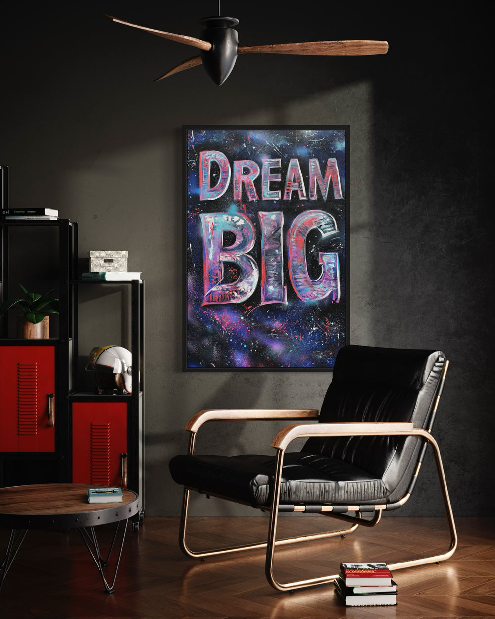 Dream Big Graffiti Painting Motivational Framed Canvas Wall Art