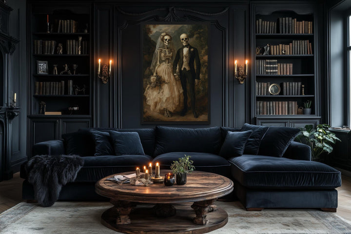 Skeleton Bride and Groom Gothic Wedding Portrait Canvas Art