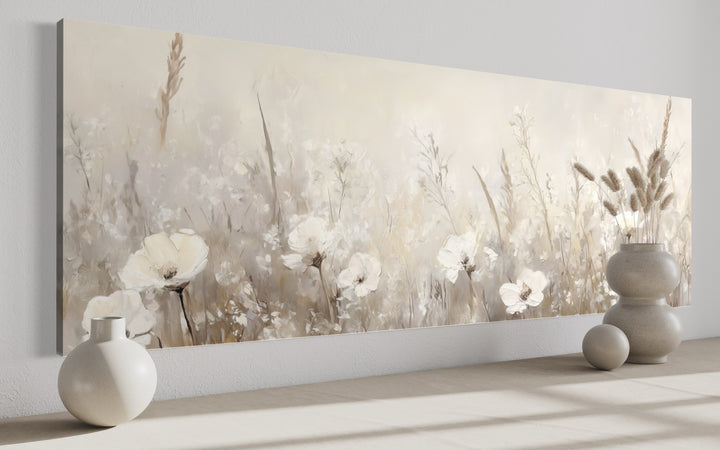 Boho Neutral Wildflowers Field Farmhouse Wall Art side view