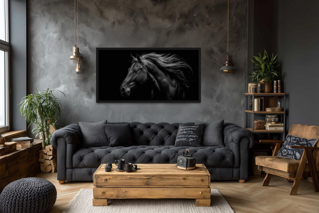 Black Horse Extra Large Framed Canvas Wall Art