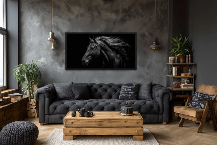 Black Horse Extra Large Framed Canvas Wall Art