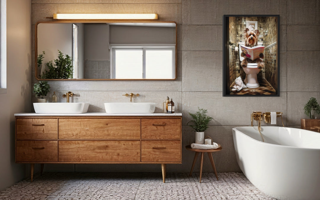 a bathroom with two sinks and a bathtub