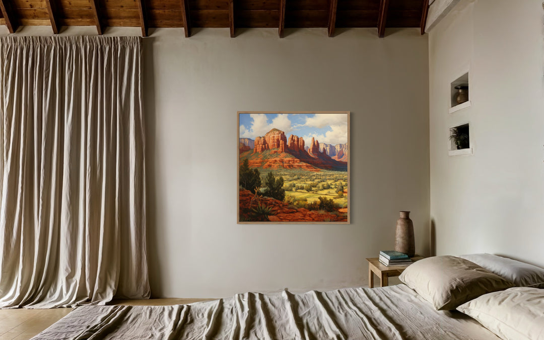 Sedona Arizona Desert Landscape Framed Canvas Wall Art in bedroom