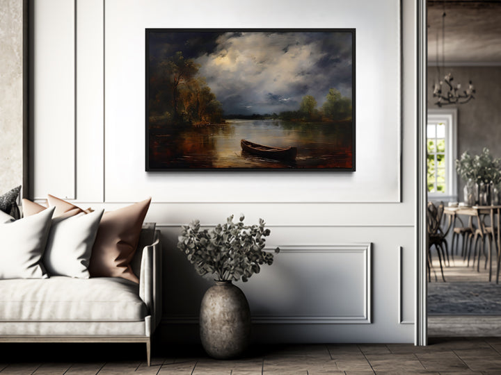 Canoe In The Lake Rustic Moody Cabin Wall Decor "Cabin Reflections" in rustic lake house