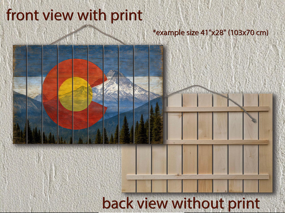 Colorado Flag And Rockies Mashup Distressed Wood Wall Art
