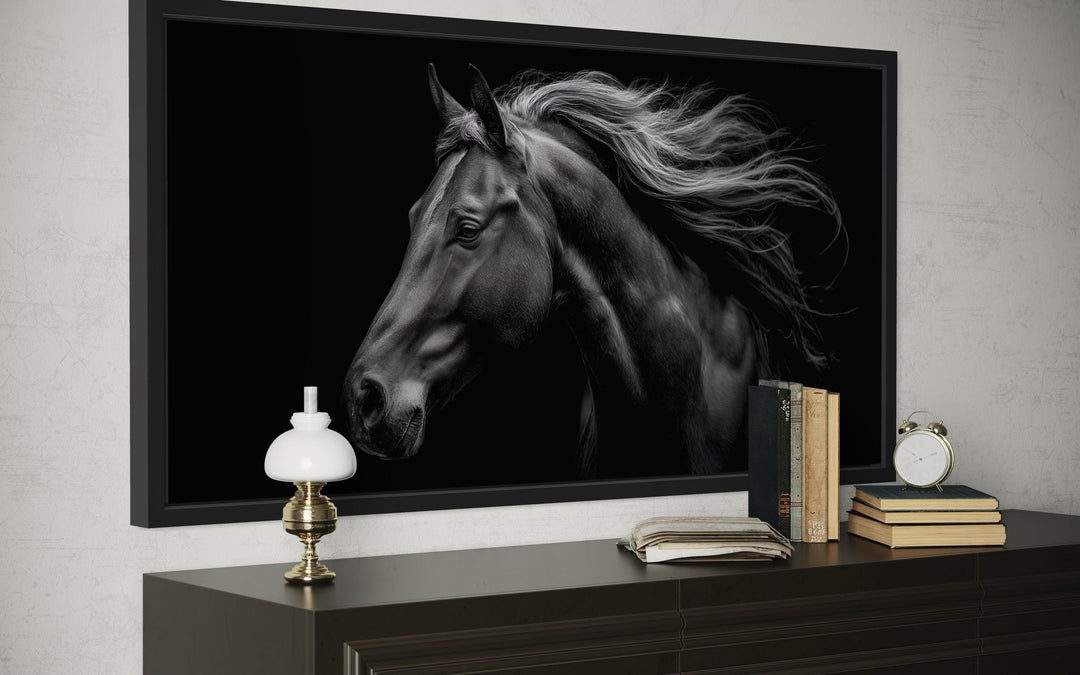 Black Horse Extra Large Framed Canvas Wall Art