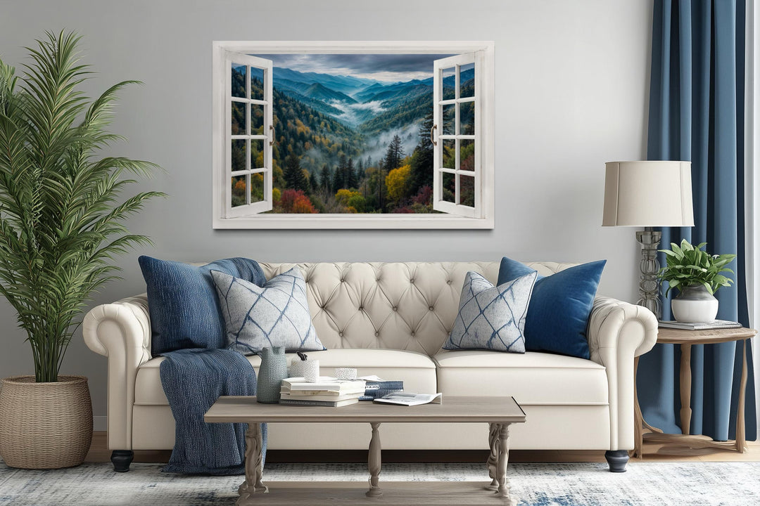 Window View of Mountain Valley Canvas Wall Art