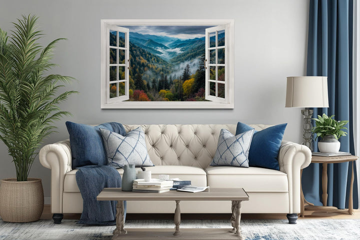 Window View of Mountain Valley Canvas Wall Art