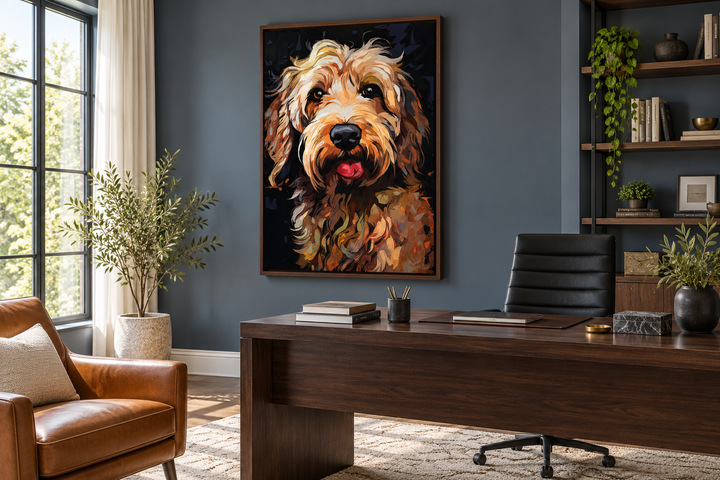 Goldendoodle Pop Art Framed Canvas Wall Art