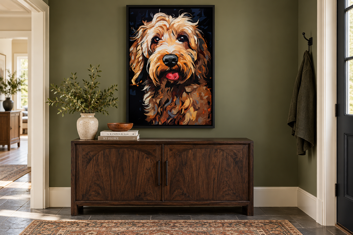 Goldendoodle Pop Art Framed Canvas Wall Art