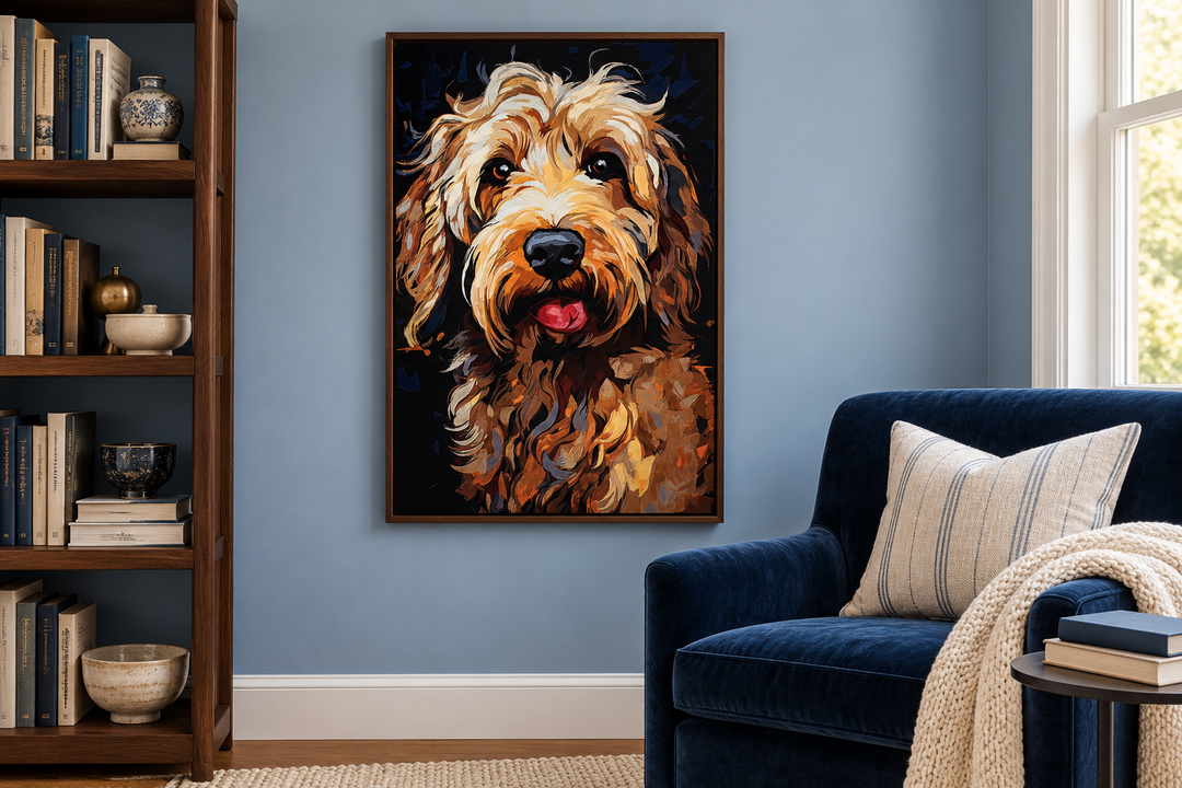 Goldendoodle Pop Art Framed Canvas Wall Art