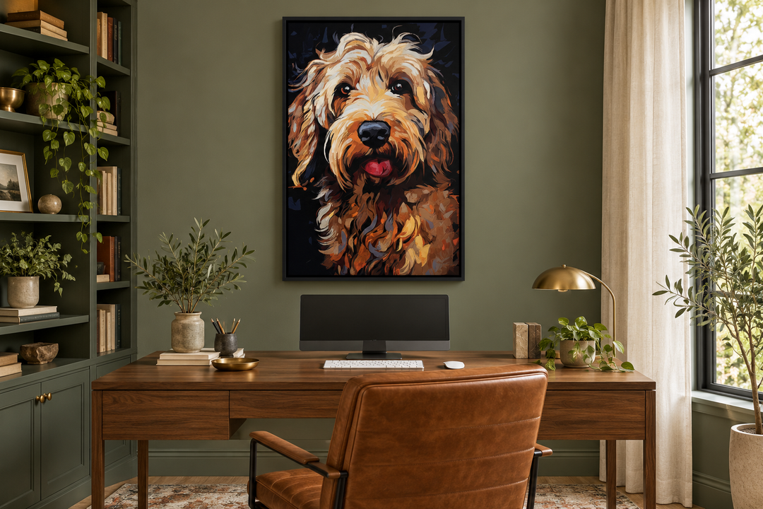 Goldendoodle Pop Art Framed Canvas Wall Art