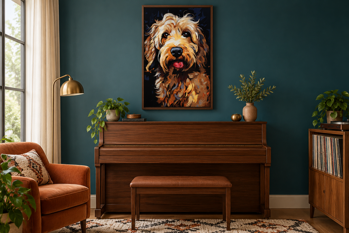 Goldendoodle Pop Art Framed Canvas Wall Art