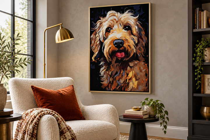 Goldendoodle Pop Art Framed Canvas Wall Art