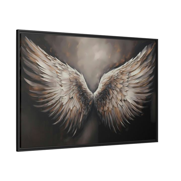 Angel Wings Brown Framed Canvas Wall Art side view