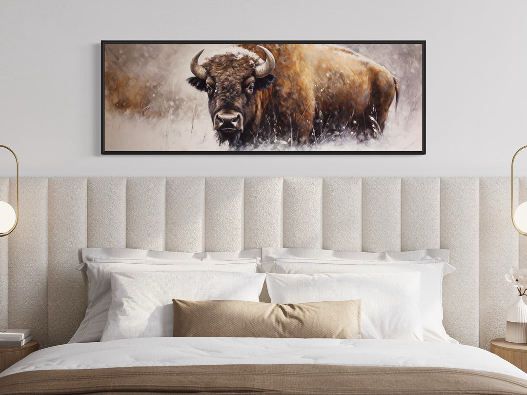American Buffalo Long Horizontal Framed Canvas Wall Art