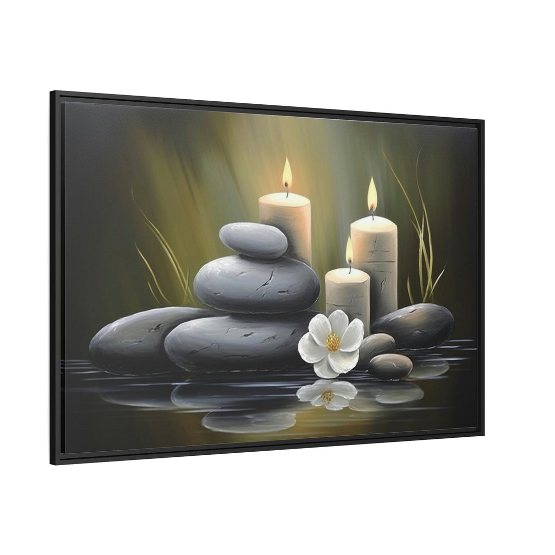 Zen Stones and Candles Framed Canvas Wall Art side view