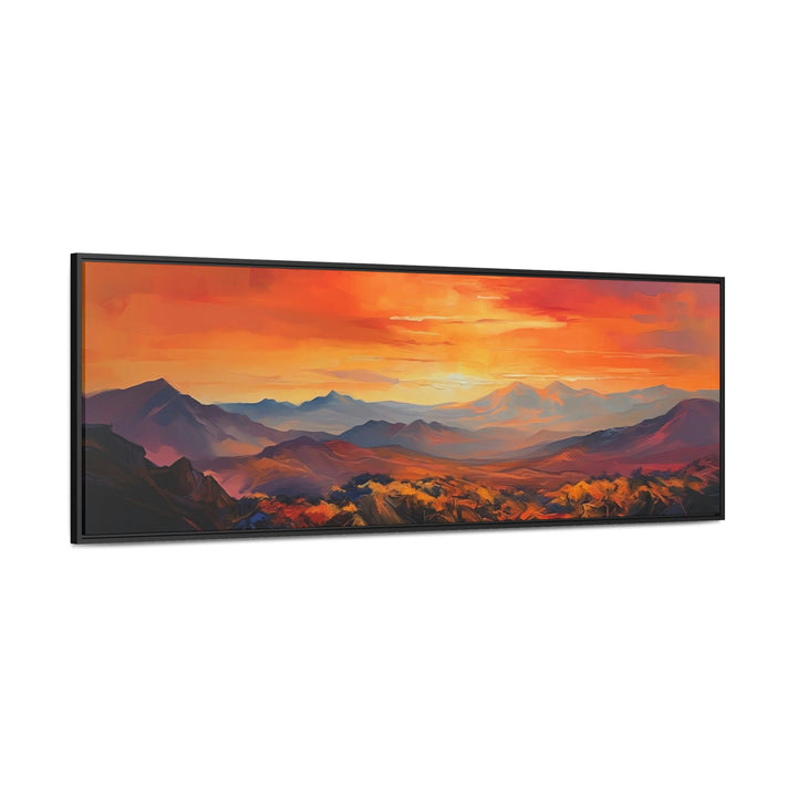 Orange Mountain Sunset Horizontal Framed Canvas Wall Art side view