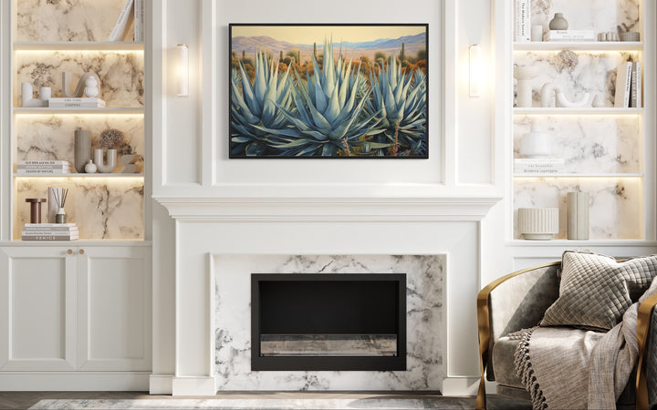 Desert Agave Mexican Wall Art above fireplace