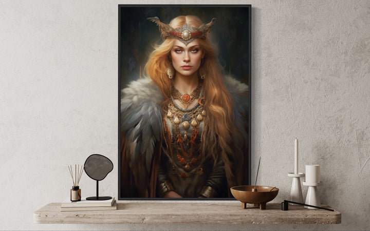 Freya Norse Goddess Framed Canvas Wall Art close up