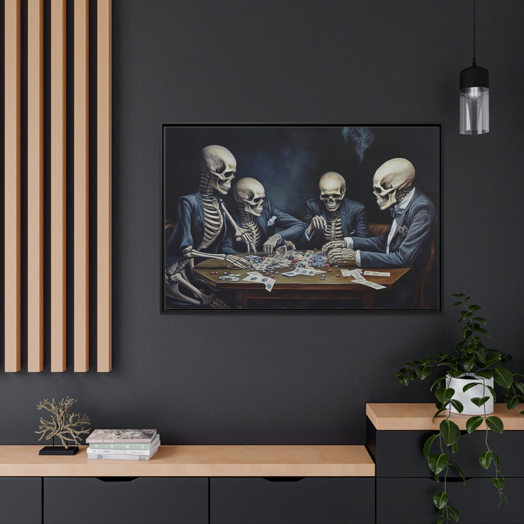 Skeletons Playing Poker Wall Art in the office